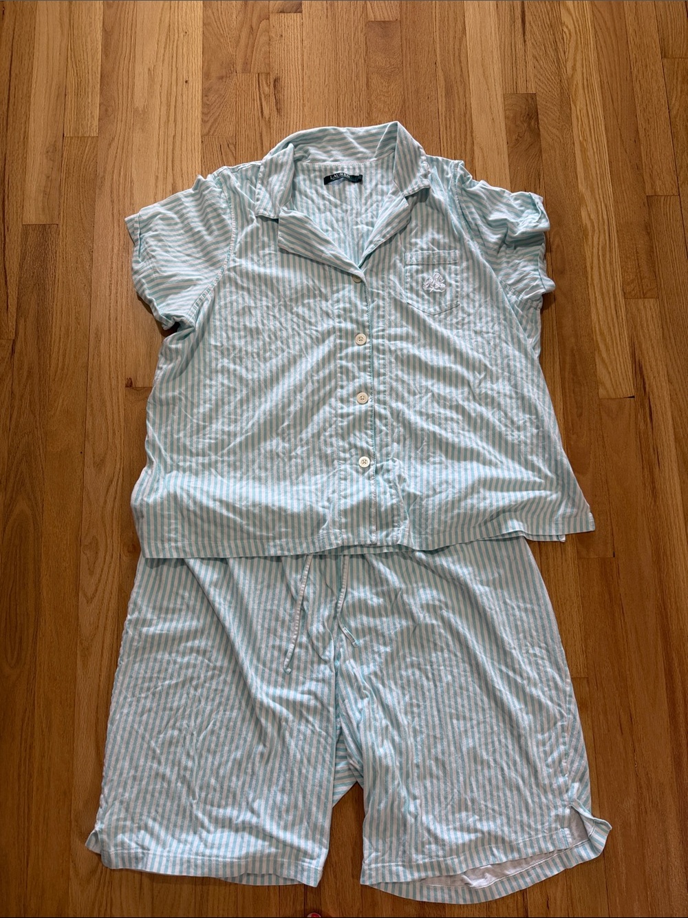 Lauren Ralph Lauren Striped Logo Pajama Short Set Sz 2X
